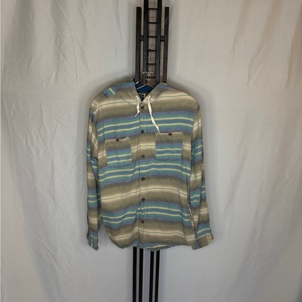 Modern‎ Amusement Blue and Green Striped Hooded Jacket
